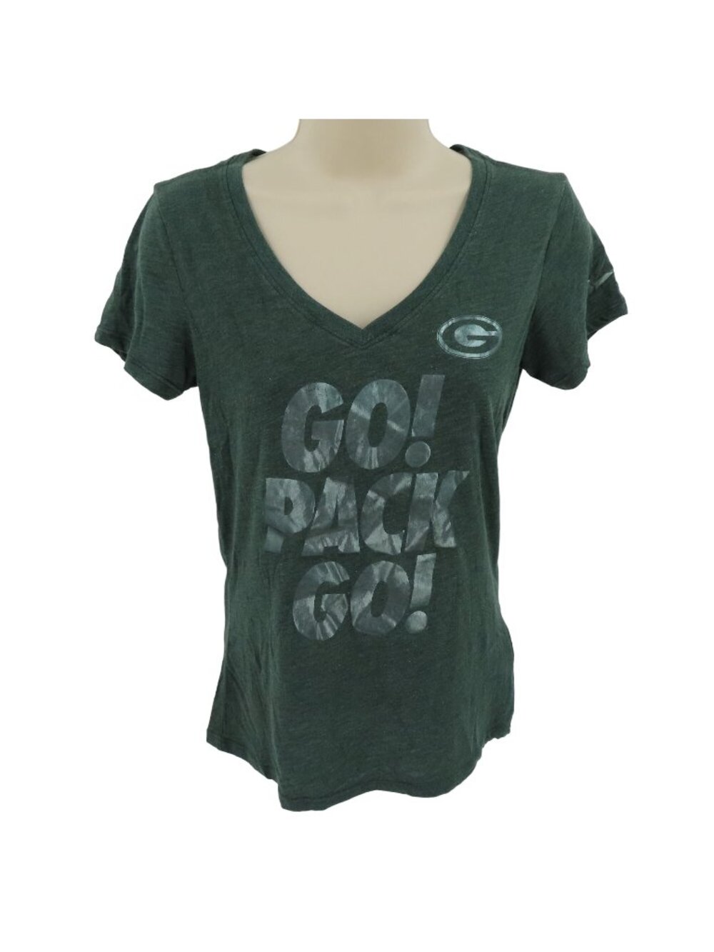 Nike Womens Small Go Pack Go Green Bay Packers V Neck Tee Shirt Top NFL Apparel